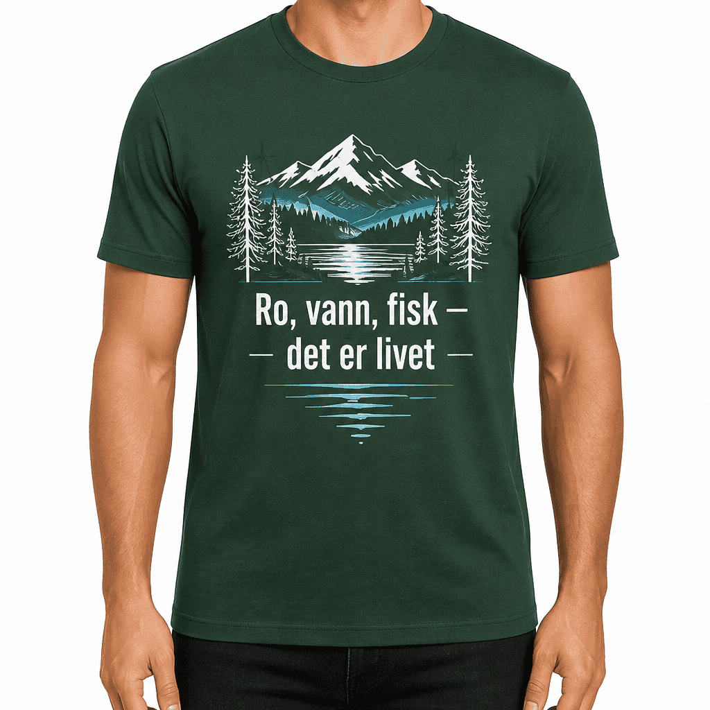Fisker-T-skjorte – Ro, vann, fisk — det er livet