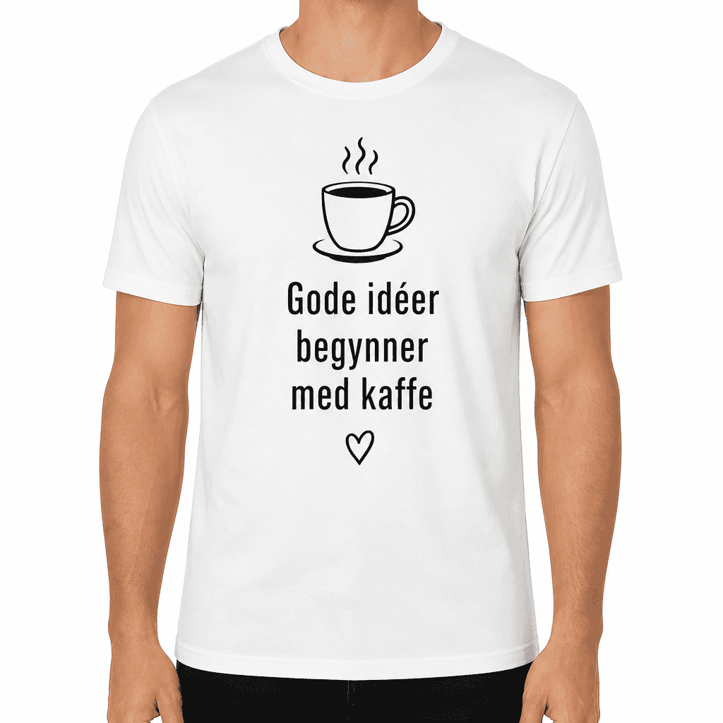Kolleger T-skjorte â Gode idĂ©er begynner med kaffe
