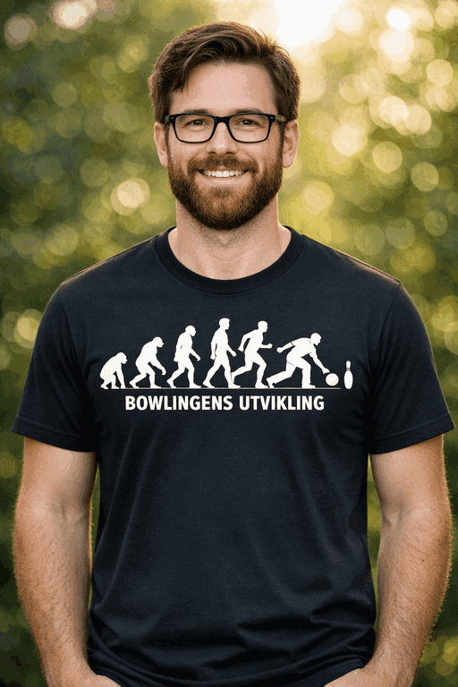 Morsom t-skjorte: Bowlingens utvikling