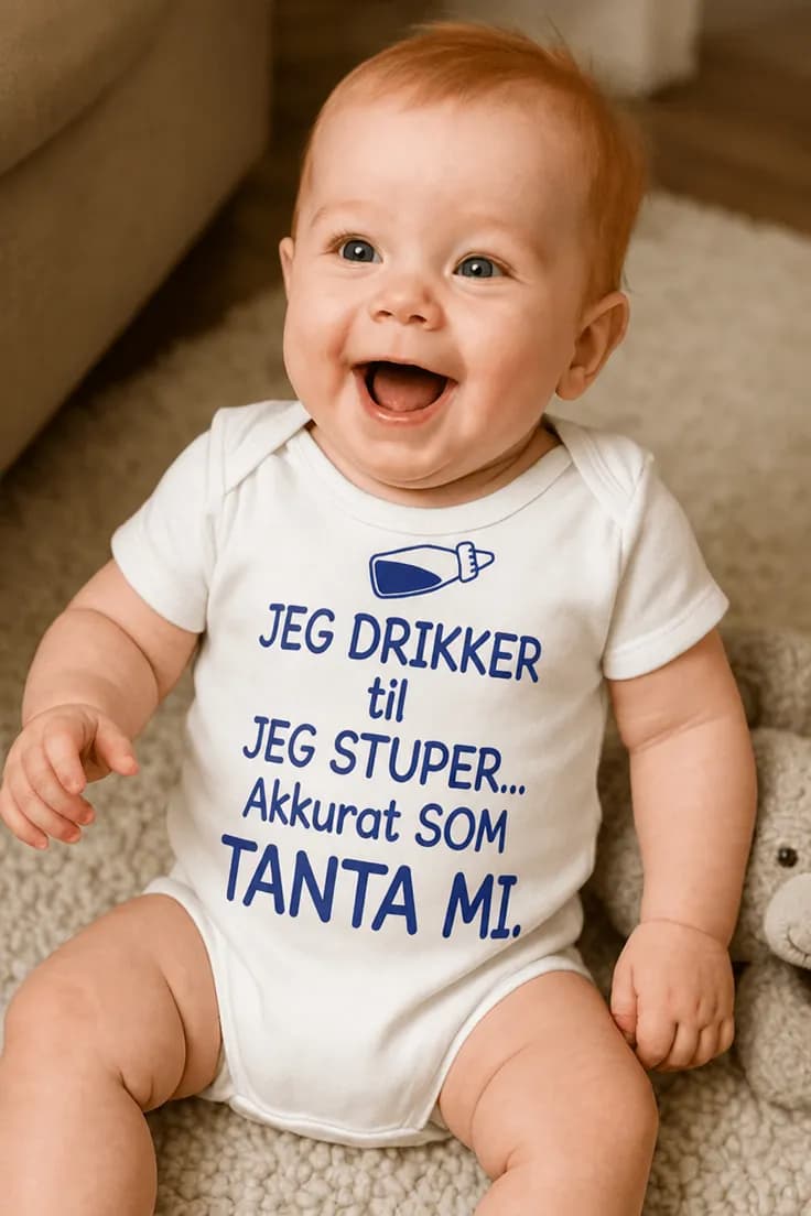 Baby-body Drikker til jeg stuper med ønsket navn