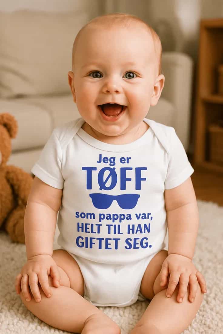 Baby-body Jeg er tøff â Jeg er TĂFF som pappa var