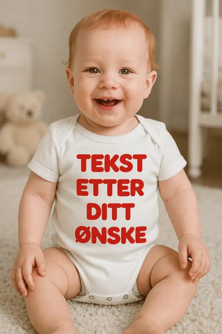 Baby-body med egen tekst – TEKST ETTER DITT ØNSKE