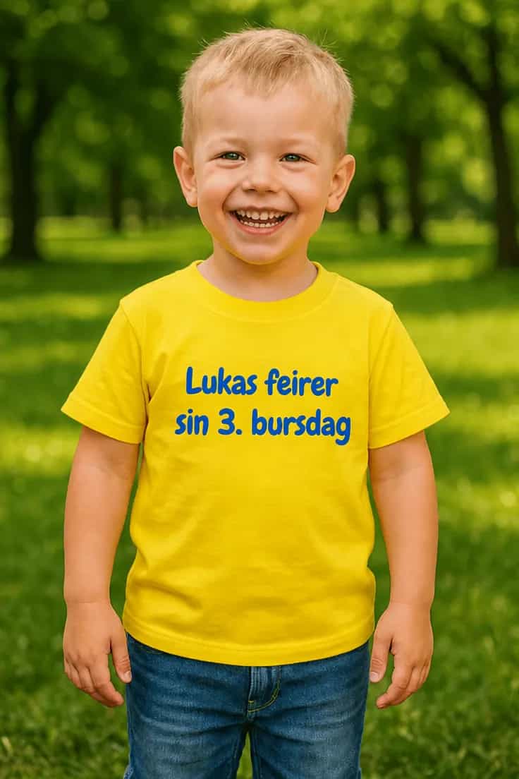 Barne t-skjorte Bursdag med navn - Lukas feirer