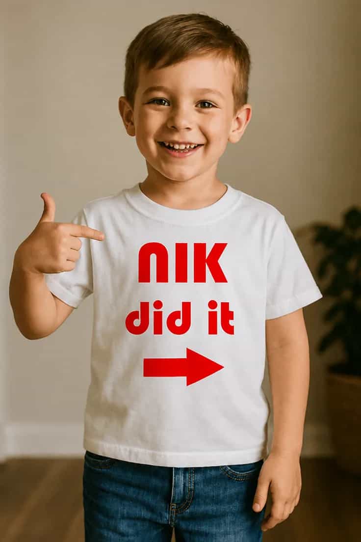 Barne t-skjorte Did it med navn – NIK did it
