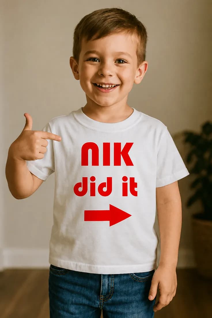 Barne t-skjorte Did it med navn – NIK did it