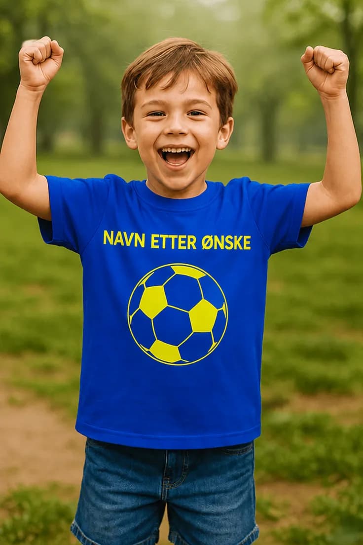 Barne t-skjorte Fotball med navn | NAVN ETTER ØNSKE