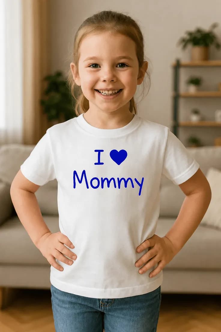 Barne t-skjorte Jeg elsker mamma – I ❤ Mommy