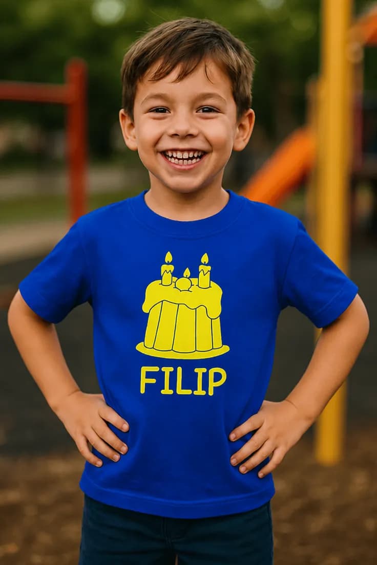 Barne t-skjorte kake med navn FILIP