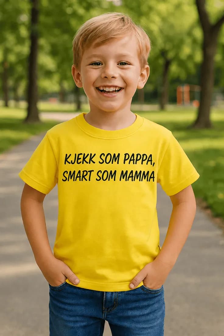 Barne t-skjorte Kjekk som pappa smart som mamma