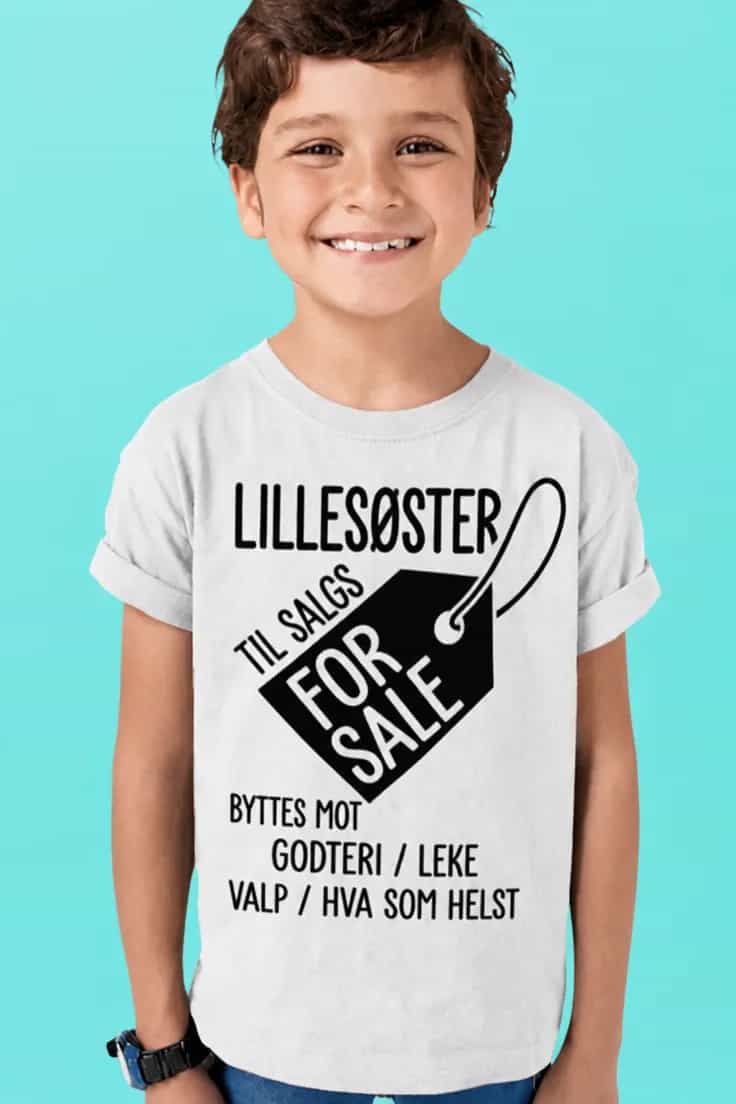 Barne t-skjorte Lillesøster til salgs