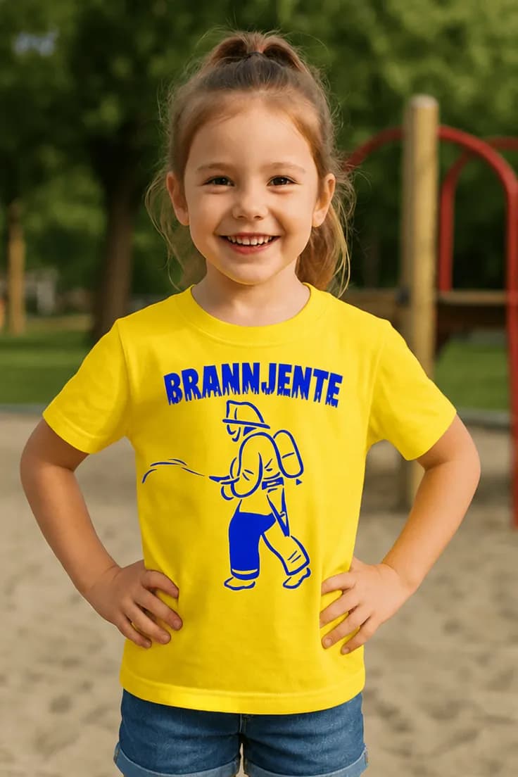 Barne t-skjorte liten brannhelt – BRANNJENTE