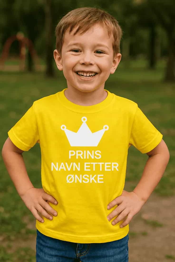 Barne t-skjorte Prins med navn – PRINS NAVN ETTER