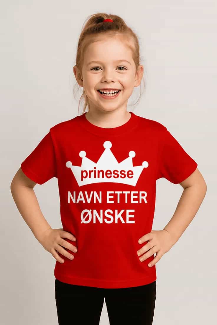 Barne t-skjorte Prinsesse med navn – prinsesse