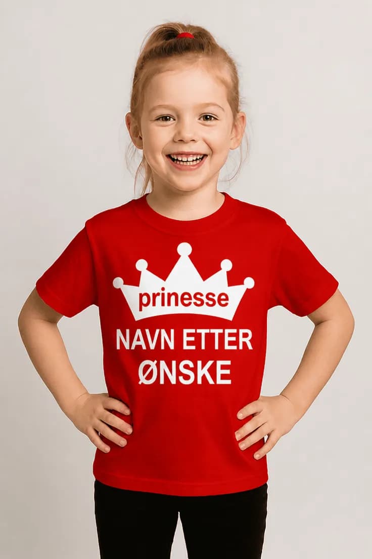 Barne t-skjorte Prinsesse med navn – prinsesse