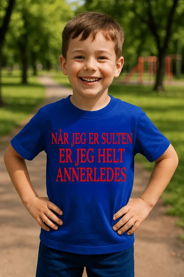 Barne t-skjorte Sulten og annerledes – lilla drage
