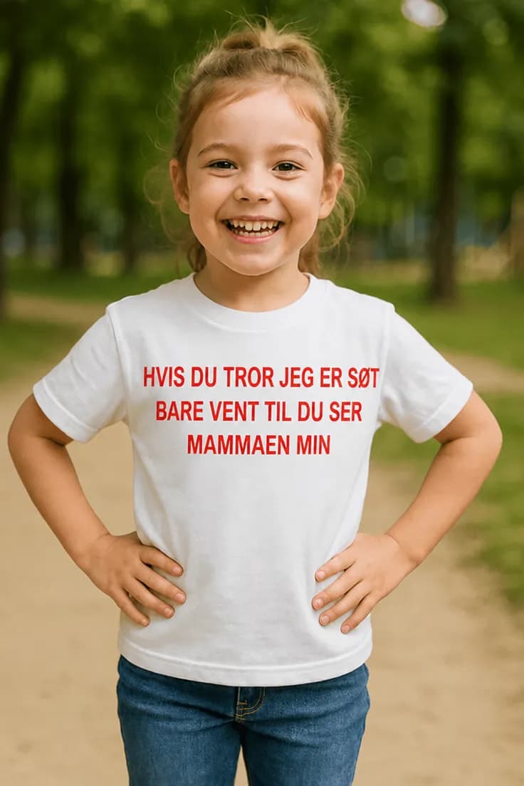 Barne t-skjorte Vent til du ser mamma