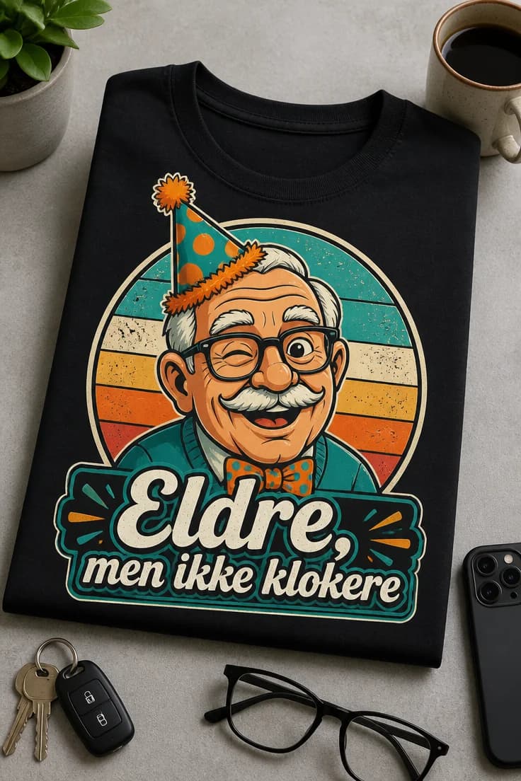 Bestefar-T-skjorte med teksten Eldre, men ikke klokere