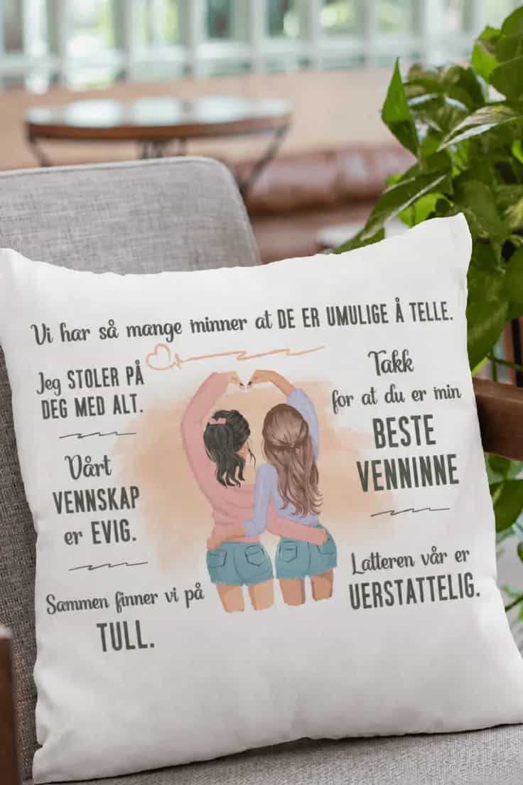 Dekorativ pute Beste venninne – Vi har så mange minner