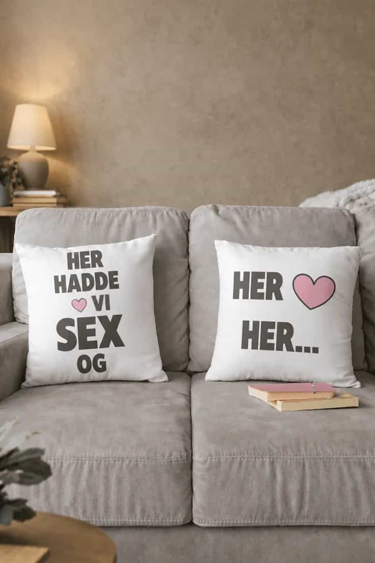 Dekorativ pute Her hadde vi sex – HER HADDE VI