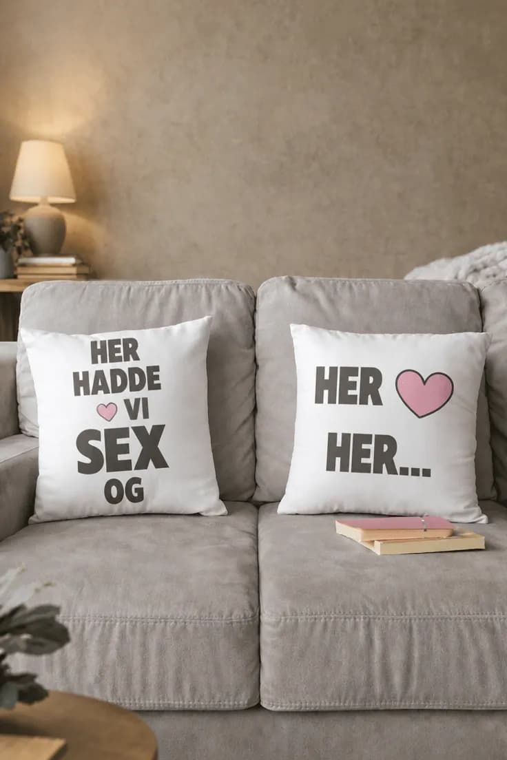 Dekorativ pute Her hadde vi sex – HER HADDE VI