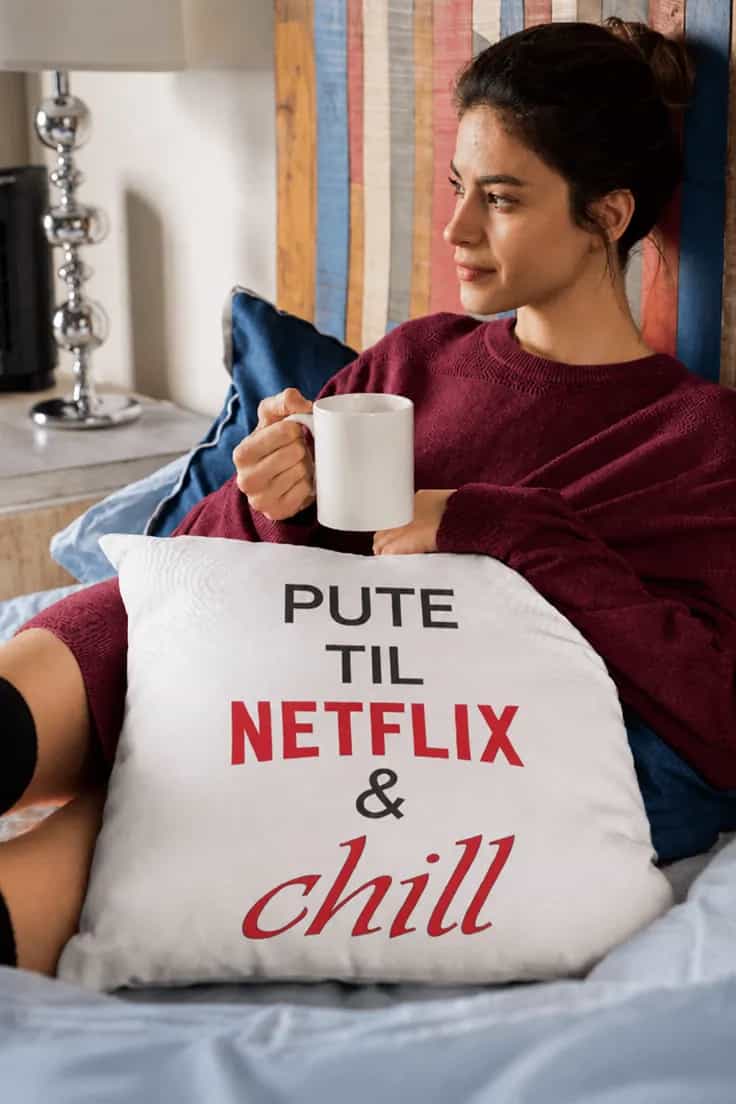 Dekorativ pute Netflix og chill – PUTE TIL NETFLIX