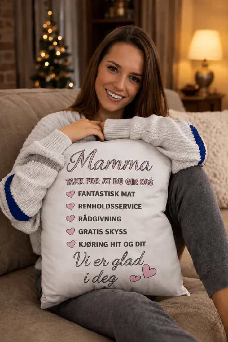 Dekorativ pute Takk mamma – Mamma TAKK FOR AT DU GIR