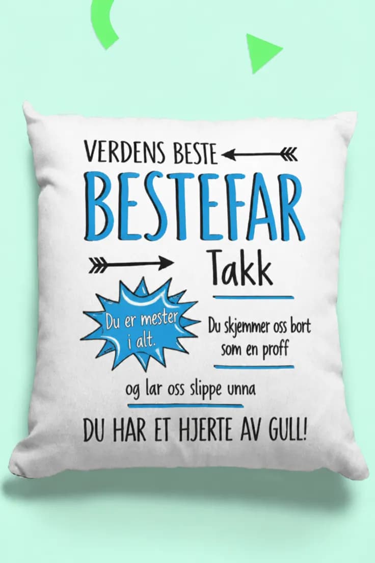 Dekorativ pute Verdens beste bestefar – Takk