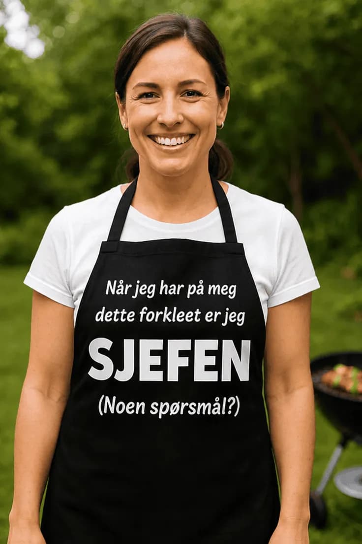 Forkle Når jeg er sjefen – rød variant for kokken