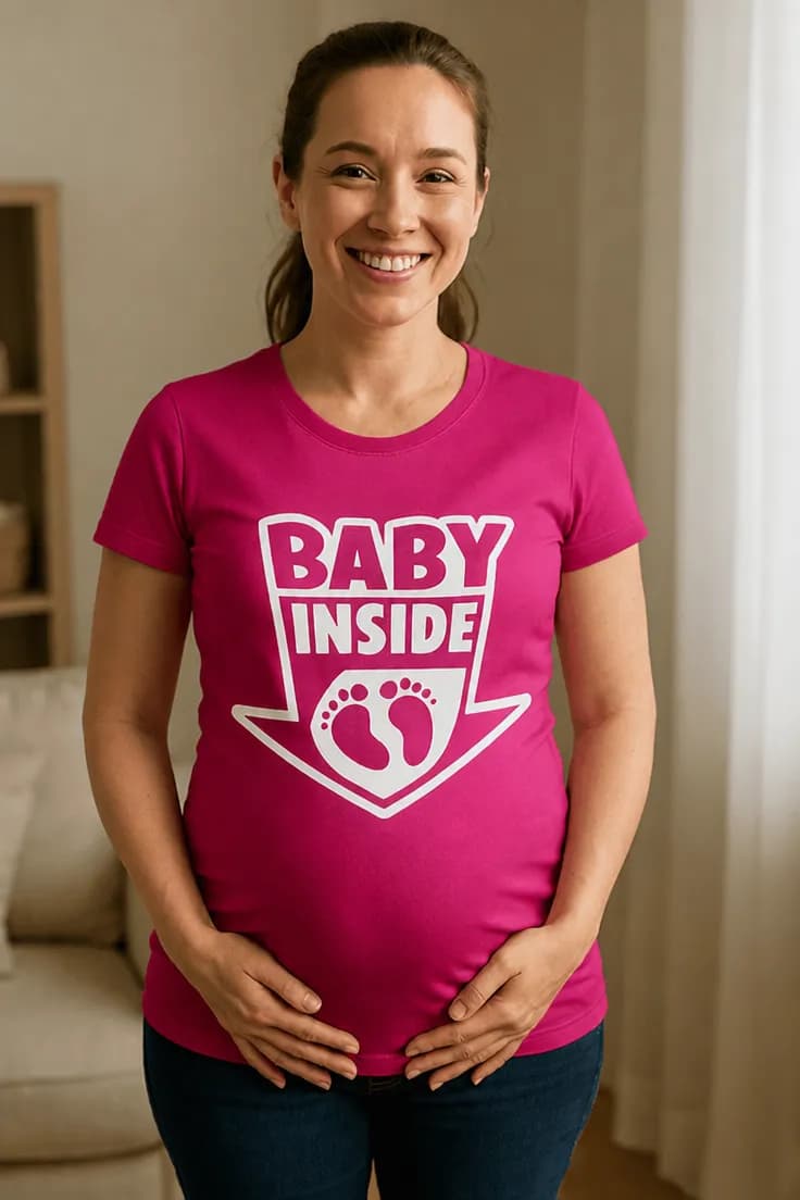 Gravid t-skjorte Baby inside føtter – BABY INSIDE