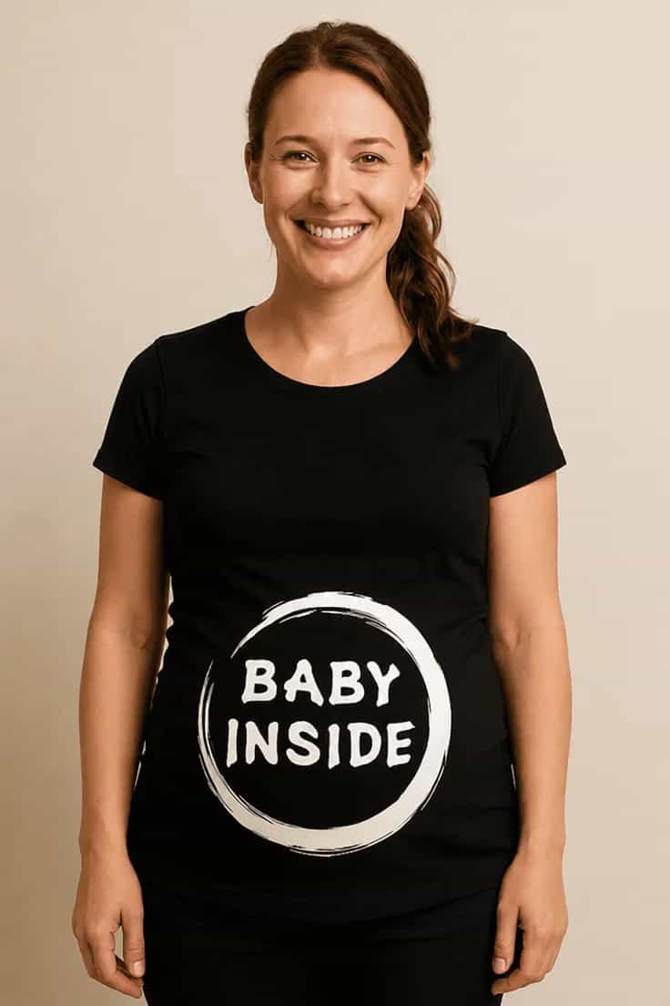 Gravid t-skjorte Baby inside sirkel â BABY INSIDE