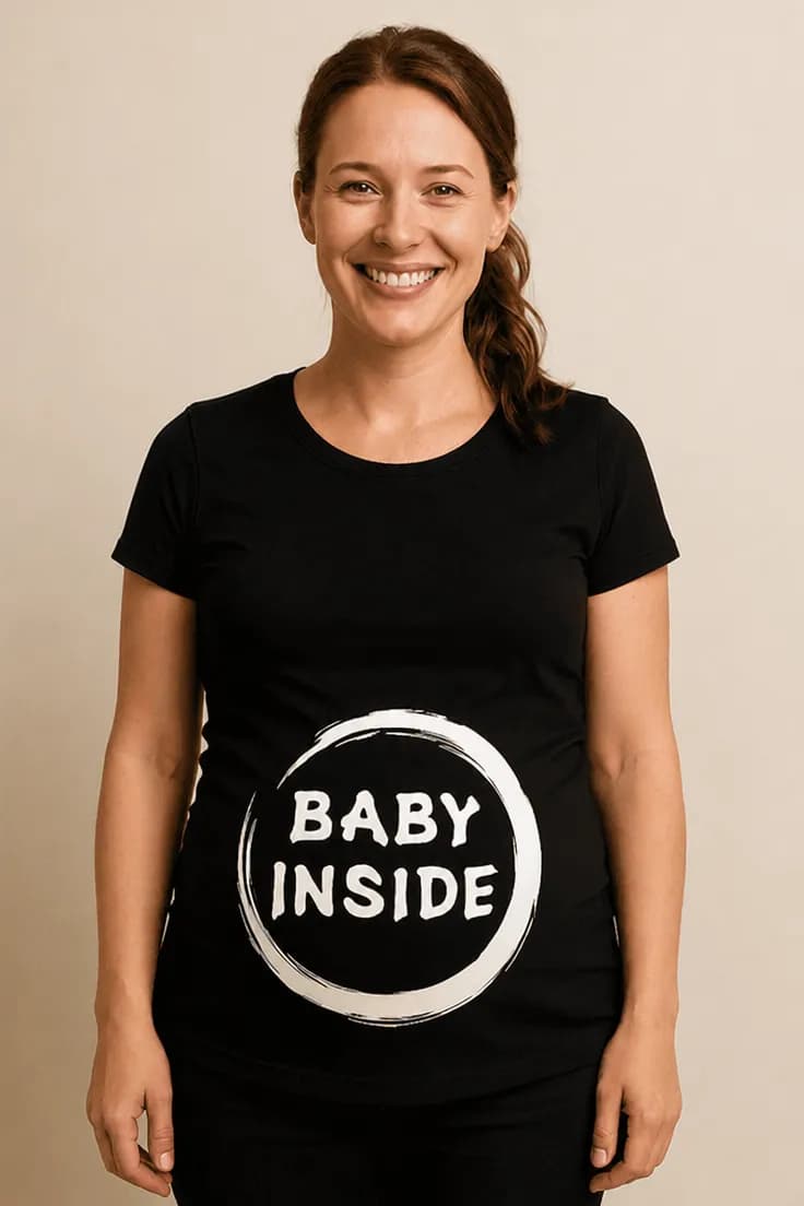 Gravid t-skjorte Baby inside sirkel – BABY INSIDE