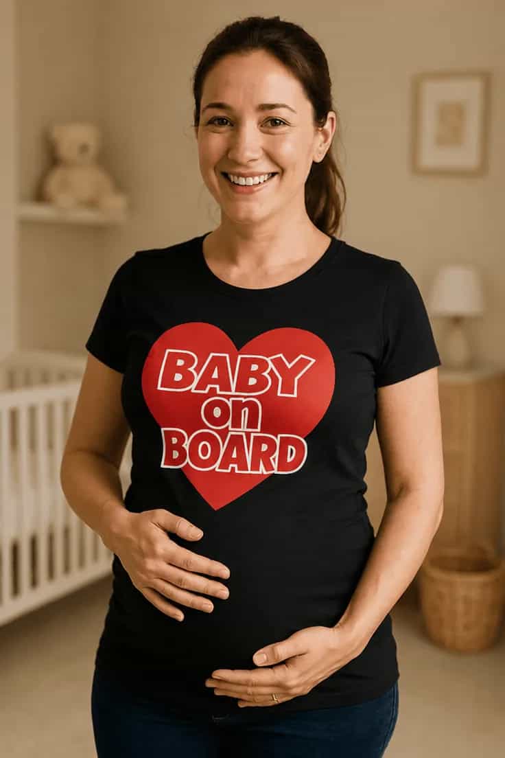 Gravid t-skjorte Baby on board hjerte BABY on BOARD