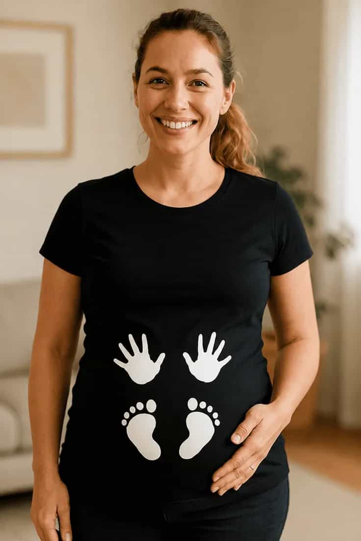 Gravid t-skjorte hender og føtter | Morsom gave