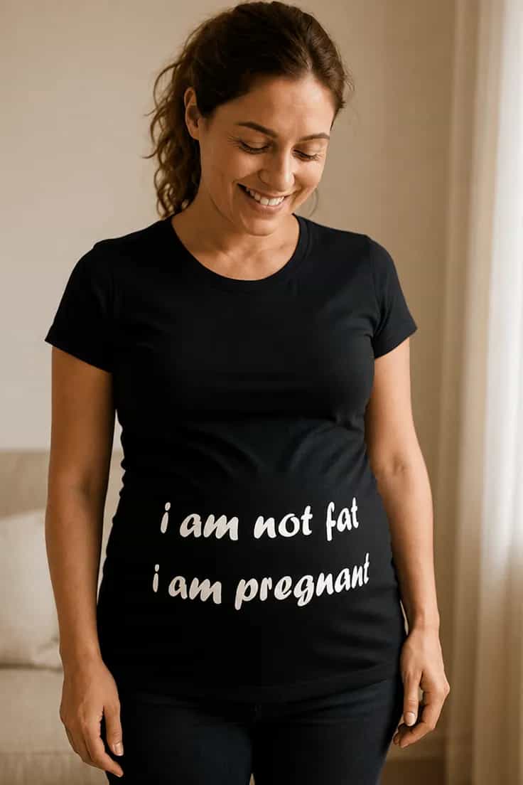 Gravid t-skjorte Ikke feit bare gravid | i am not fat