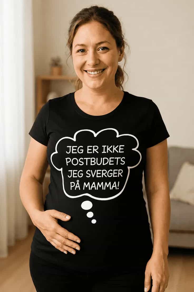 Gravid t-skjorte Ikke postbudets baby – JEG ER IKKE