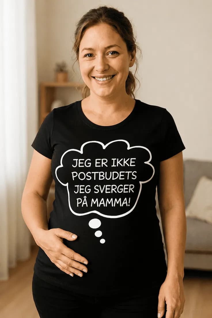 Gravid t-skjorte Ikke postbudets baby – JEG ER IKKE
