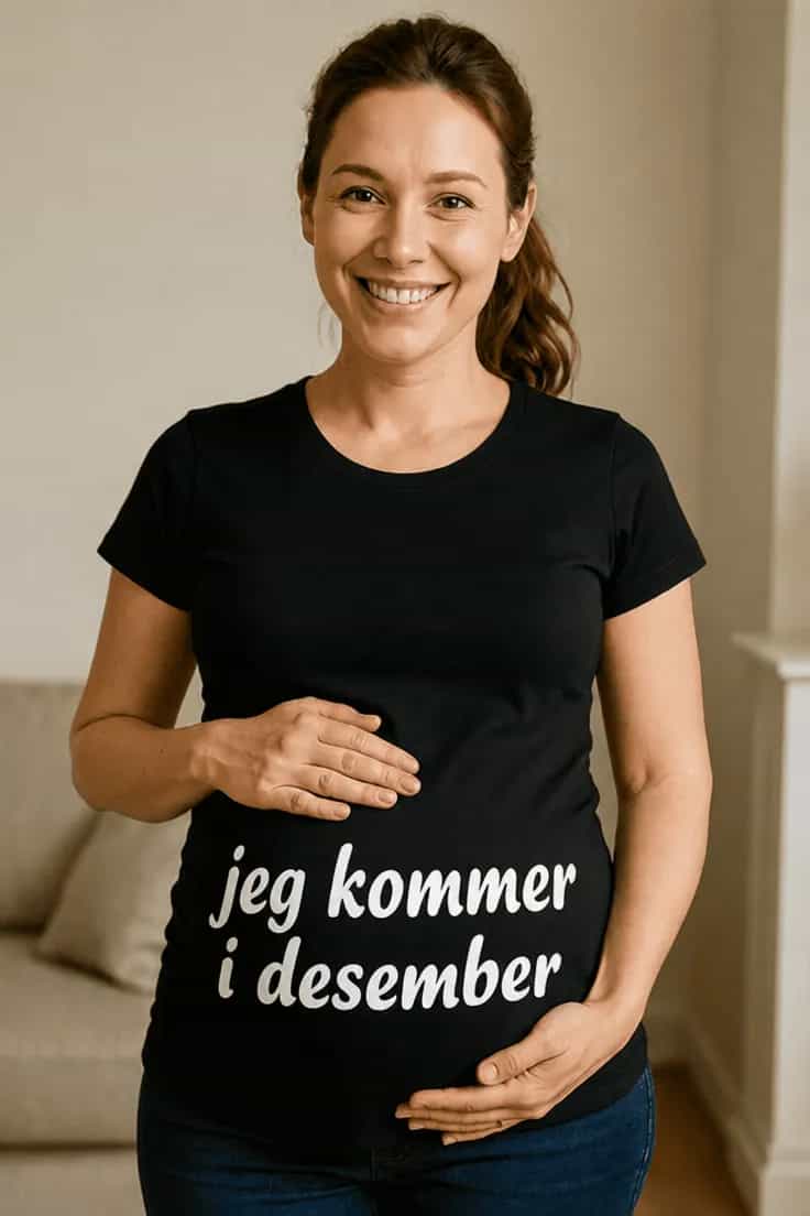 Gravid t-skjorte Kommer i desember | jeg kommer i desember