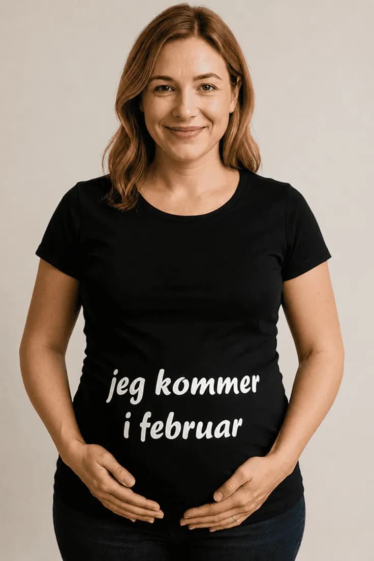 Gravid t-skjorte Kommer i februar