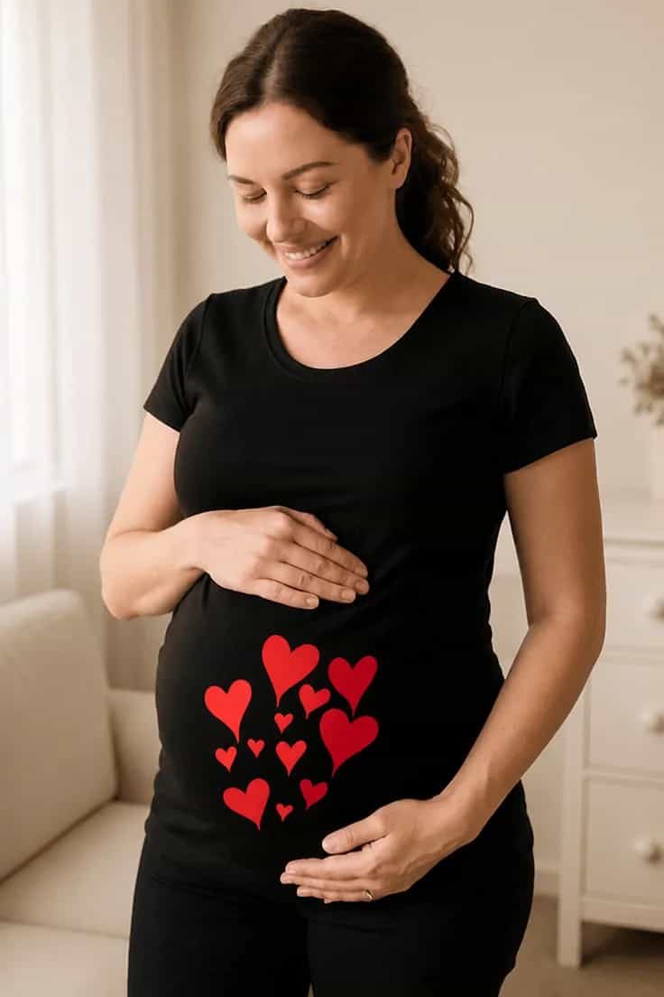 Gravid t-skjorte med hjerter