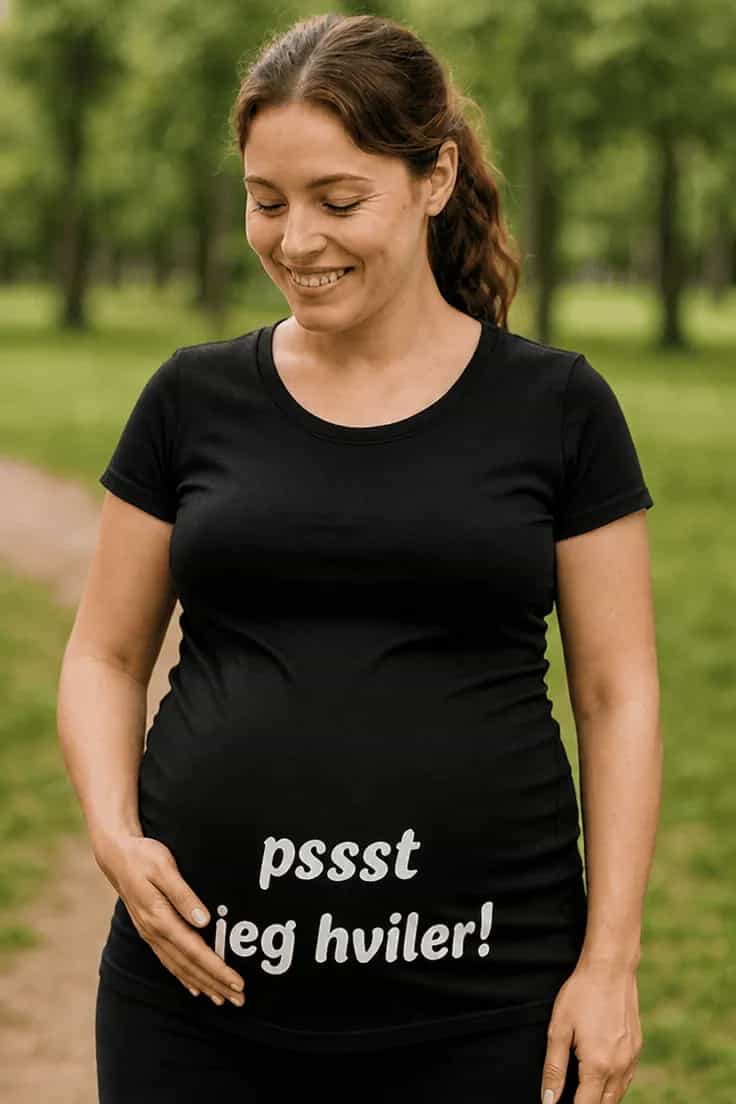Gravid t-skjorte Pssst jeg hviler - pssst jeg hviler!