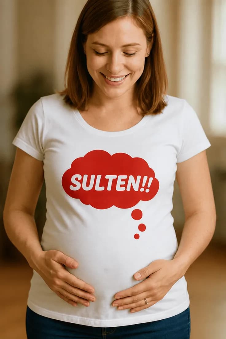 Gravid t-skjorte Sulten – SULTEN!!