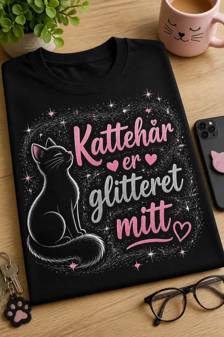 Kattetrøye – Kattehår er glitteret mitt