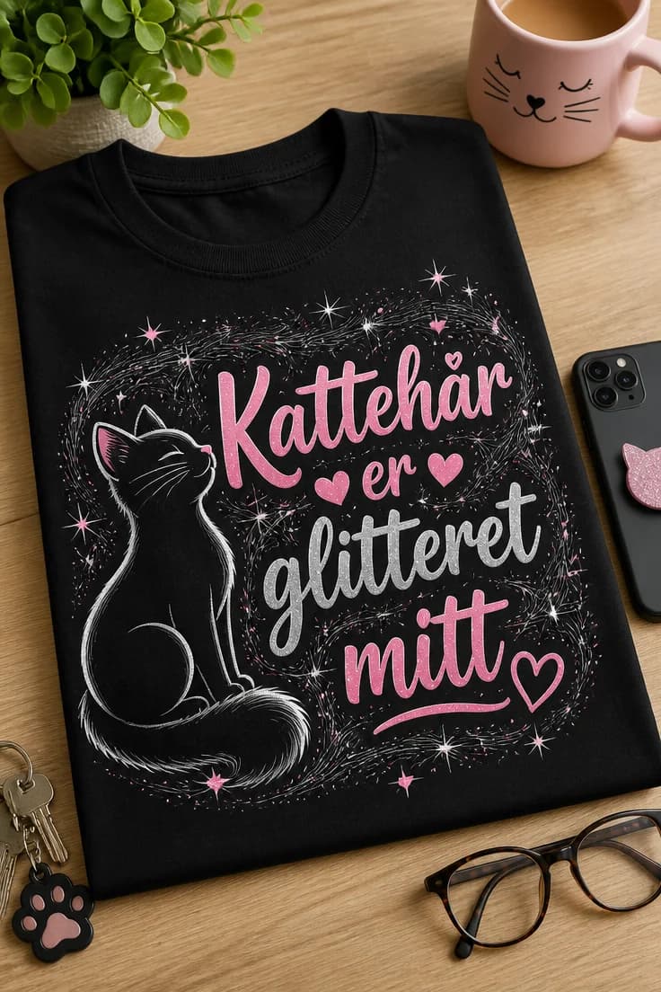 Kattetrøye – Kattehår er glitteret mitt