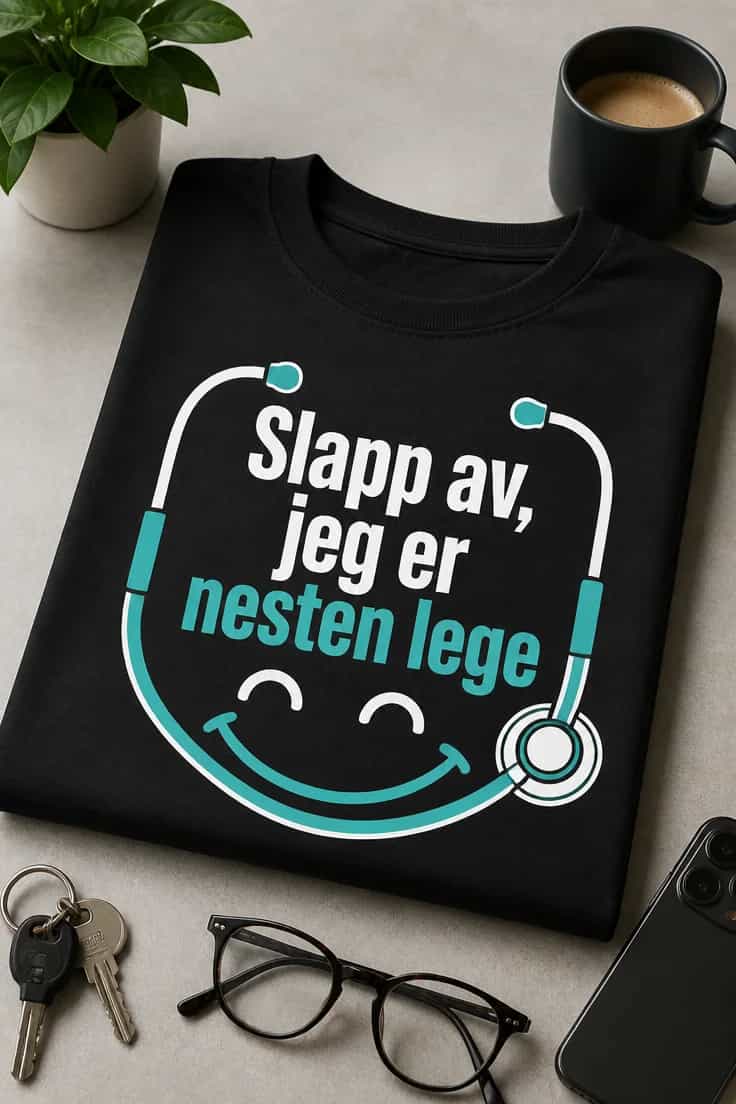 Medisinsk t-skjorte – Slapp av, jeg er nesten lege