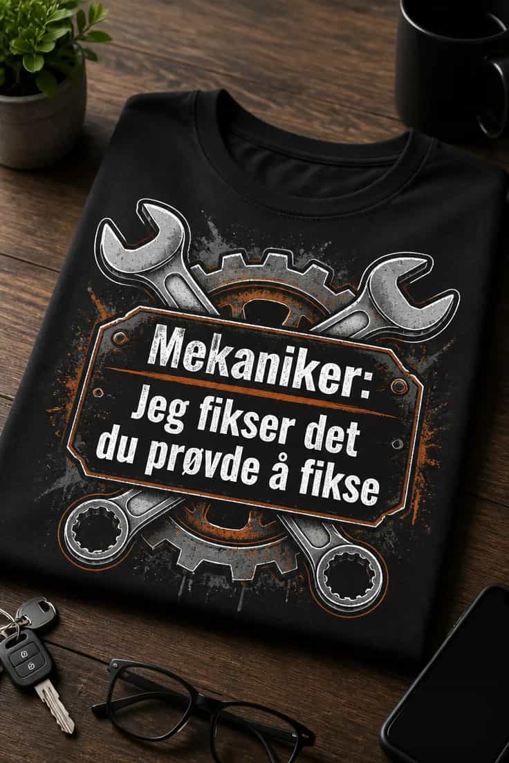 T-skjorte: Mekaniker – jeg fikser det du prøvde å fikse