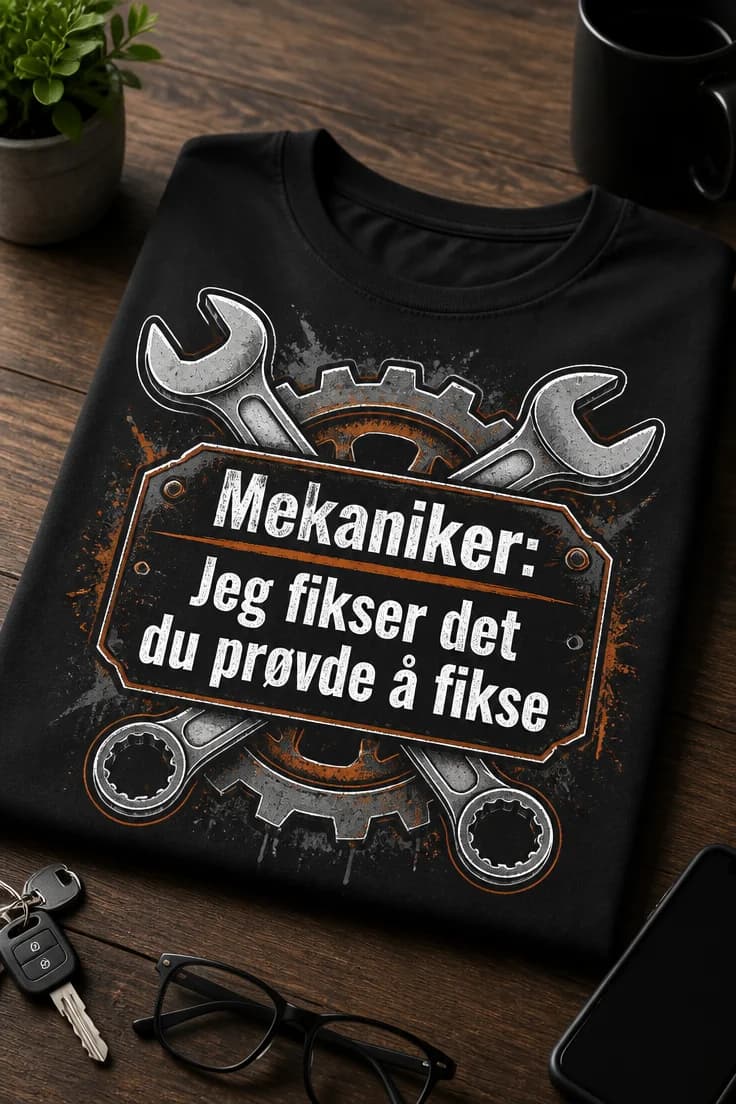 T-skjorte: Mekaniker – jeg fikser det du prøvde å fikse