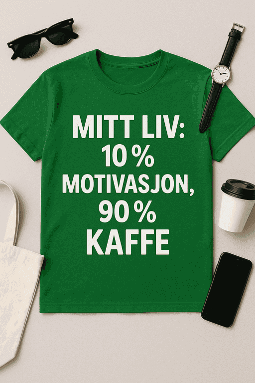 Mitt liv: 10 % motivasjon, 90 % kaffe - T-skjorte