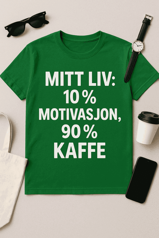 Mitt liv: 10 % motivasjon, 90 % kaffe - T-skjorte