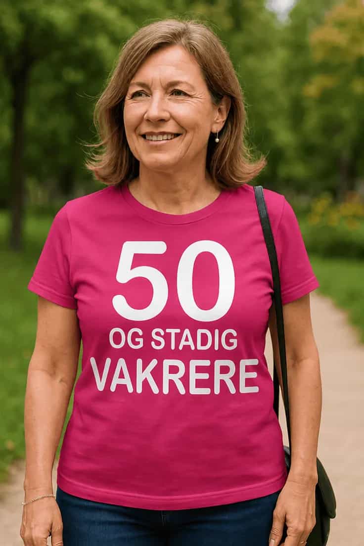 Morsom t-skjorte 50 og stadig vakrere