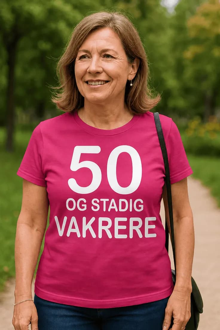 Morsom t-skjorte 50 og stadig vakrere